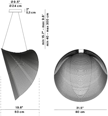 Lampada a sospensione in betulla "Illan" Luceplan